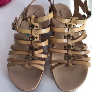 Tan baretrap sandals